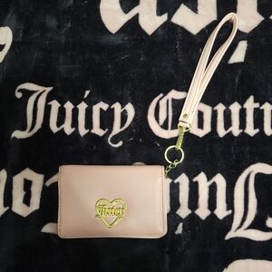 Juicy Couture Pink Wristlet with Gold Heart Logo